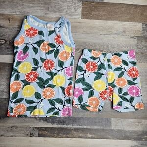 Hanna Andersson Kids Youth Pajamas PJs Set Size 5 Blue With Citrus Slices